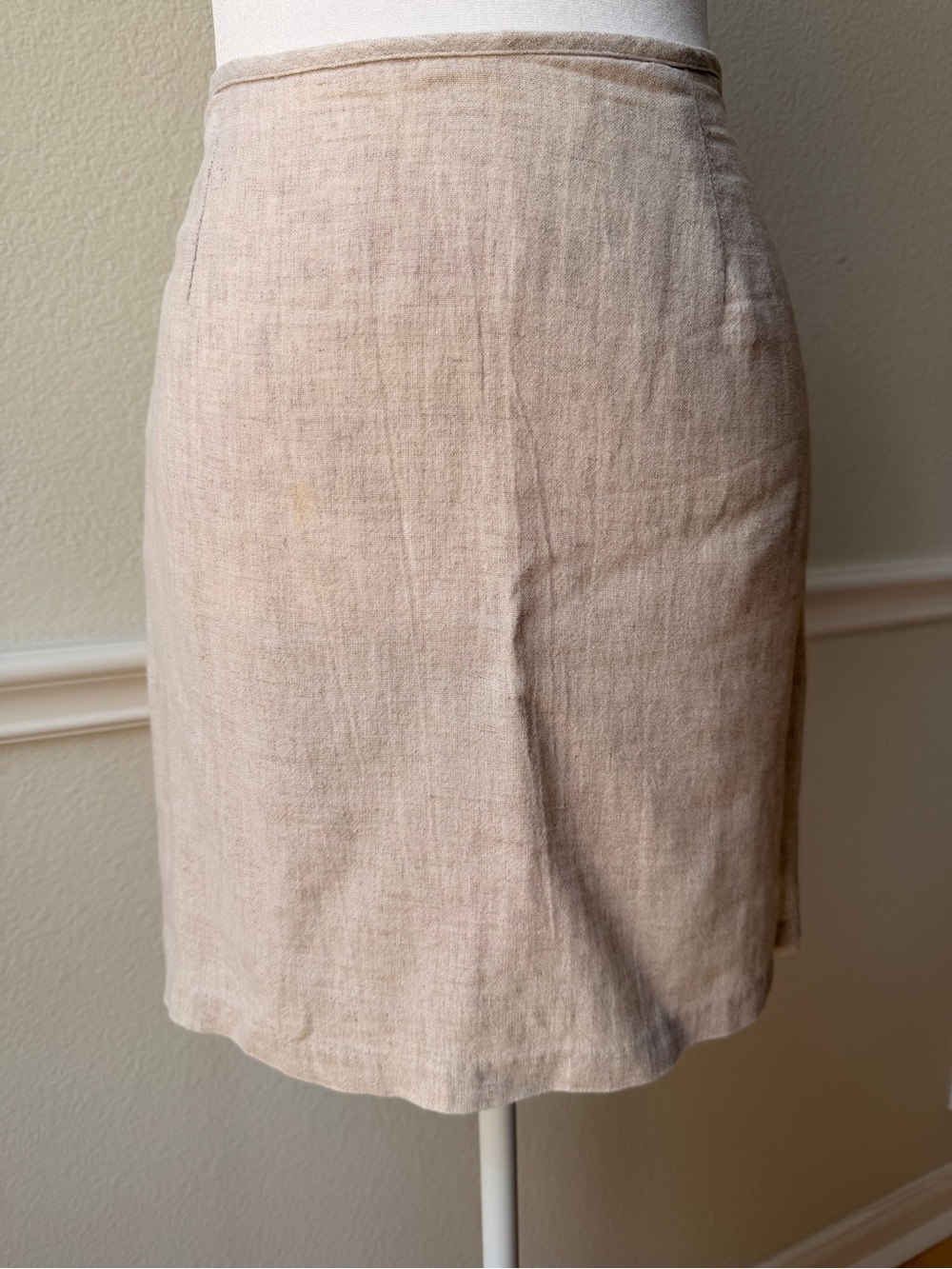 Vintage Requirements Petite 100% Cotton Beige Midi Pencil Skirt Size Petite S